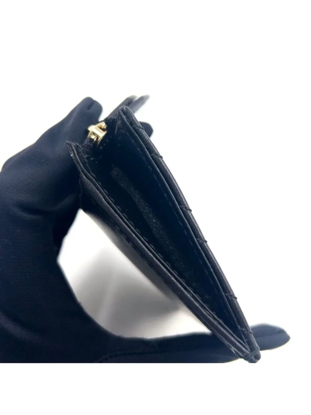 Gucci GG Marmont Leather Black Coin Case Gold With
